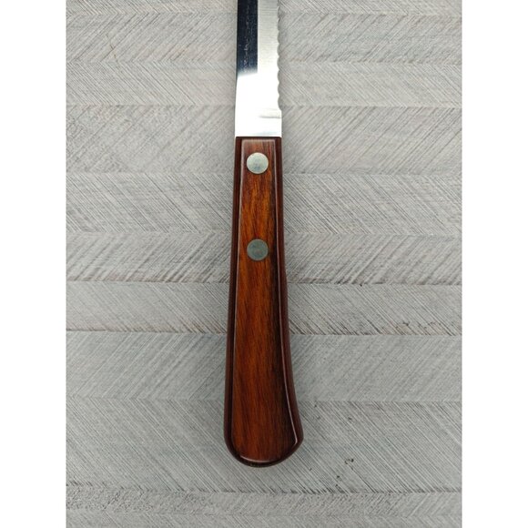 Vintage Robeson Frozen Heat Serrated Slicing Carving Knife Wooden Handle - Picture 5 of 7